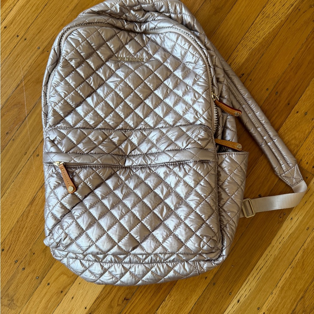 MZ Wallace Rose Gold Metallic Quilted Backpack